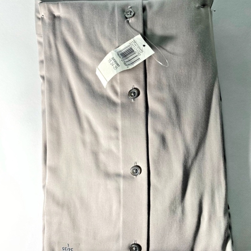 New Size 16 34/35 L -Kenneth Cole Dress Shirt Reg Fit Stretch Cotton Spdx Gray - Picture 5 of 5
